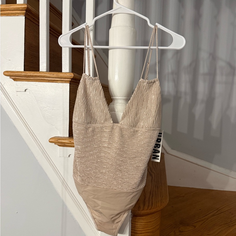 Urban Outfitters Textured Cream Bodysuit